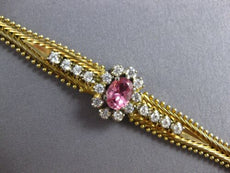 ANTIQUE 1.95CT AAA CZ & AAA PINK SAPPHIRE 14K 2 TONE GOLD MILGRAIN LOVE BRACELET