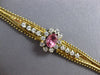 ANTIQUE 1.95CT AAA CZ & AAA PINK SAPPHIRE 14K 2 TONE GOLD MILGRAIN LOVE BRACELET