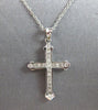 ESTATE .44CT DIAMOND 18KT WHITE GOLD 3D PRINCESS & ROUND CROSS FLOATING PENDANT
