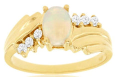 .67CT DIAMOND & AAA OPAL 14KT YELLOW GOLD 3D OVAL & ROUND CRISS CROSS FUN RING