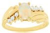 .67CT DIAMOND & AAA OPAL 14KT YELLOW GOLD 3D OVAL & ROUND CRISS CROSS FUN RING