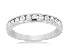 .33CT DIAMOND 14KT WHITE GOLD 3D CHANNEL SEMI ETERNITY WEDDING ANNIVERSARY RING