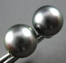 ESTATE AAA TAHITIAN PEARL 14KT WHITE GOLD 3D CLASSIC STUD EARRINGS