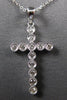 ESTATE .27CT DIAMOND 14KT WHITE GOLD 3D ROUND FILIGREE CROSS FLOATING PENDANT