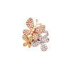 LARGE 1.22CT DIAMOND 18KT TRI COLOR GOLD 3D CLASSIC TRIPLE BUTTERFLY LOVE RING