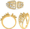 WIDE .74CT DIAMOND 14K YELLOW GOLD ROUND & BAGUETTE FLORAL BELT FUN TENSION RING