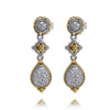 .70CT DIAMOND 18KT YELLOW GOLD & 925 SILVER CLUSTER TEAR DROP HANGING EARRINGS