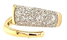 .67CT DIAMOND 18KT YELLOW GOLD 3D ROUND PAVE CRISS CROSS RECTANGULAR FUN RING