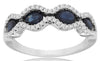 Estate 1.46Ct Diamond & AAA Sapphire 14K White Gold Oval & Round Halo Anniversary Ring
