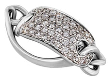 .97CT DIAMOND 18KT WHITE GOLD MULTI ROW OVAL FLEXIBLE WEDDING ANNIVERSARY RING