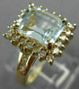 ESTATE 2.0CT DIAMOND & AAA AQUAMARINE 14KT YELLOW GOLD 3D ENGAGEMENT RING #26462