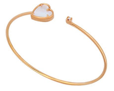 2.52CT DIAMOND & AAA MOTHER OF PEARL 18KT ROSE GOLD HEART SHAPE BANGLE BRACELET