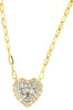 .5CT DIAMOND 14KT 2 TONE GOLD ROUND & BAGUETTE CLUSTER HEART SHAPE LOVE NECKLACE