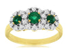 .73CT DIAMOND & AAA EMERALD 14KT YELLOW GOLD 3D 3 STONE FLOWER ANNIVERSARY RING