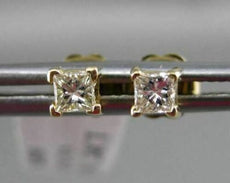 ESTATE .24CT DIAMOND 14KT YELLOW GOLD SQUARE STUD EARRINGS 3.5mm F/G VS #19455