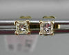 ESTATE .24CT DIAMOND 14KT YELLOW GOLD SQUARE STUD EARRINGS 3.5mm F/G VS #19455