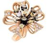 1.79CT WHITE & MULTI COLOR DIAMOND 18KT ROSE GOLD 3D MULTI SHAPE FLOWER FUN RING