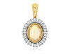 .57CT DIAMOND & AAA OPAL 14KT TWO TONE GOLD OVAL & ROUND FLOWER SUNBURST PENDANT