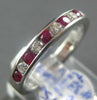 ESTATE 1.15CT DIAMOND & AAA RUBY 18KT WHITE GOLD ROUND CHANNEL ANNIVERSARY RING