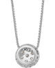 ESTATE .25CT DIAMOND 18K WHITE GOLD CLASSIC ROUND FLOWER HALO FLOATING PENDANT