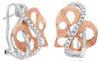 .19CT DIAMOND 14KT WHITE & ROSE GOLD 3D FLORAL INFINITY CLIP ON HANGING EARRINGS