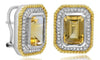 9.14CT DIAMOND & AAA CITRINE 14KT 2 TONE GOLD SQUARE FILIGREE CLIP ON EARRINGS