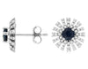 1.15CT DIAMOND & AAA SAPPHIRE 14KT WHITE GOLD 3D FLOWER STARBURST STUD EARRINGS