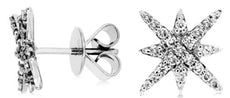 ESTATE .35CT DIAMOND 14KT WHITE GOLD 3D CLASSIC SNOWFLAKE STAR STUD EARRINGS