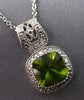 1.46CT DIAMOND & AAA PERIDOT 14KT WHITE GOLD 3D CUSHION & ROUND FLOATING PENDANT