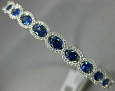 2.61CT DIAMOND & AAA SAPPHIRE 18KT WHITE GOLD OVAL SEMI ETERNITY BANGLE BRACELET