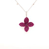 1.19CT DIAMOND & AAA RUBY 18KT WHITE GOLD 3D MULTI LEAF FLOWER FLOATING PENDANT