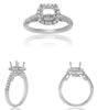 ESTATE .50CT DIAMOND 14KT WHITE GOLD ROUND & CUSHION CUT 4 PRONG SEMI MOUNT RING