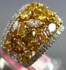 LARGE 4.63CT WHITE & INTENSE MULTI COLOR DIAMOND 18KT 2 TONE GOLD CLUSTER RING
