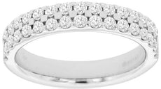 .77CT DIAMOND 14KT WHITE GOLD ROUND SHARED PRONG 2 ROW WEDDING ANNIVERSARY RING
