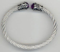 4.53CT DIAMOND & AAA SAPPHIRE 925 SILVER & STAINLESS STEEL CUFF BANGLE BRACELET