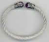 4.53CT DIAMOND & AAA SAPPHIRE 925 SILVER & STAINLESS STEEL CUFF BANGLE BRACELET