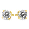ESTATE .40CT DIAMOND 14KT YELLOW GOLD 3D CLASSIC ROUND SOLITAIRE STUD EARRINGS