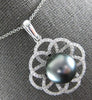 LARGE .73CT DIAMOND & AAA TAHITIAN PEARL 18KT WHITE GOLD FLOWER FLOATING PENDANT
