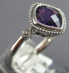 1.42CT DIAMOND & AAA AMETHYST 14KT WHITE GOLD CUSHION & ROUND FILIGREE FUN RING