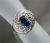 ANTIQUE WIDE DIAMOND & AAA SAPPHIRE 2.70CT 14KT WHITE GOLD COCKTAIL RING