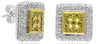 1.23CT DIAMOND & AAA YELLOW SAPPHIRE 14K 2 TONE GOLD ROUND CLUSTER STUD EARRINGS