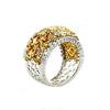5.52CT MULTI COLOR DIAMOND 18KT 2 TONE GOLD MULTI SHAPE CLUSTER ANNIVERSARY RING