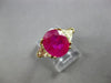 LARGE 5.1CT DIAMOND & AAA BURMA RUBY 18KT YELLOW GOLD 3D 3 STONE ENGAGEMENT RING