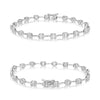 1.55CT DIAMOND 14KT WHITE GOLD ROUND & BAGUETTE MULTI LINK MULTI SHAPE BRACELET