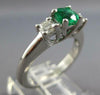 .77CT DIAMOND & AAA EMERALD 14KT WHITE GOLD ROUND 3 STONE ENGAGEMENT RING #27235
