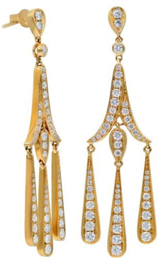 2.0CT DIAMOND 18KT ROSE GOLD CLASSIC MULTI TEAR DROP CHANDELIER HANGING EARRINGS