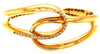 LARGE .24CT DIAMOND 18KT YELLOW GOLD 3D CLASSIC LOVE KNOT CUFF BANGLE BRACELET