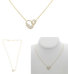 .29CT DIAMOND 14KT YELLOW GOLD 3D ROUND & BAGUETTE OVAL LOVE KNOT FUN NECKLACE