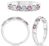.86CT DIAMOND & AAA PINK SAPPHIRE 14KT WHITE GOLD 3D ROUND 7 STONE LUCIDA RING