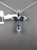 .61CT DIAMOND & AAA SAPPHIRE 18KT WHITE GOLD 3D MARQUISE & ROUND CROSS PENDANT